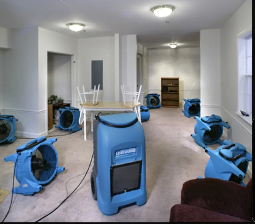 Air movers and dehumidifier setup for Water Extraction & Removal in Mountain House